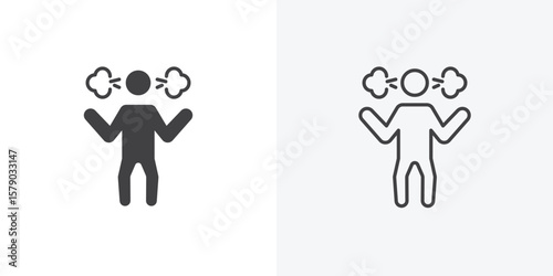 Irritated human icon. collection of editable stroke line and solid flat styles.