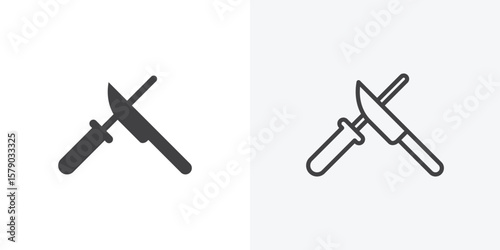 Knife sharpener icon. collection of editable stroke line and solid flat styles.