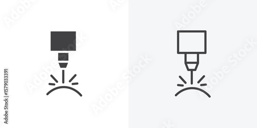 Laser machine icon. collection of editable stroke line and solid flat styles.