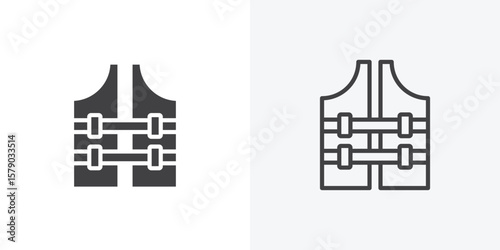 Lifejacket icon. collection of editable stroke line and solid flat styles.