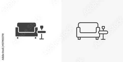 Lounge icon. collection of editable stroke line and solid flat styles.