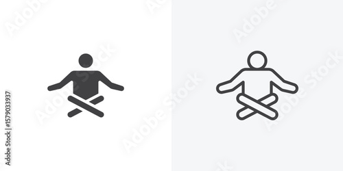 Meditating icon. collection of editable stroke line and solid flat styles.