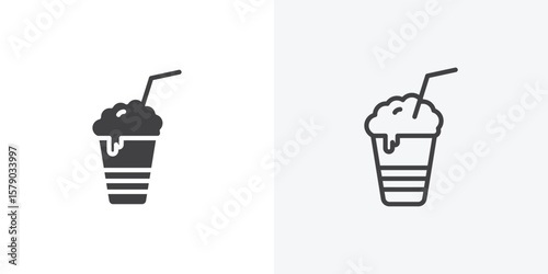 Milkshake icon. collection of editable stroke line and solid flat styles.