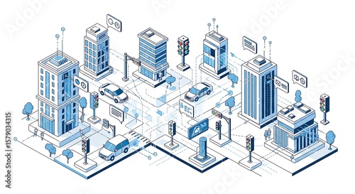 Smart City Isometric Illustration | Futuristic Urban Technology Network