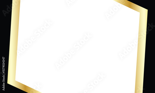 Elegant white background with a slanted gold frame on black backdrop. Perfect for luxury invitations, certificates, announcements, or upscale presentation templates.
