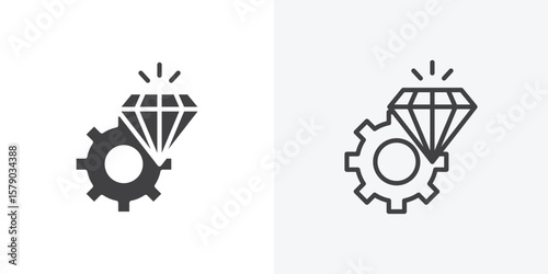 Operational excellence icon. collection of editable stroke line and solid flat styles.