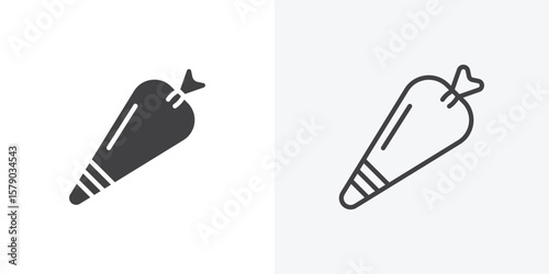 Pastry bag icon. collection of editable stroke line and solid flat styles.