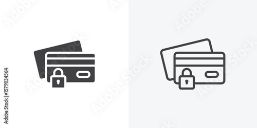 Payment security icon. collection of editable stroke line and solid flat styles.
