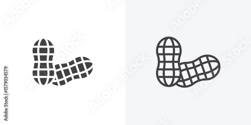 Peanut icon. collection of editable stroke line and solid flat styles.