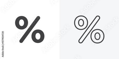 Percent icon. collection of editable stroke line and solid flat styles.