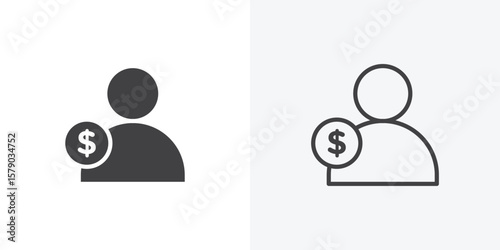 Personal loan icon. collection of editable stroke line and solid flat styles.