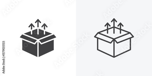 Product release icon. collection of editable stroke line and solid flat styles.