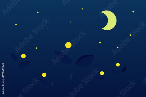 firefly dance over moonlit bushes