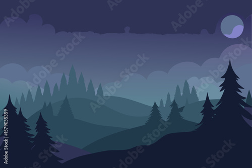 fog drifting through midnight woods