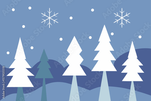 light snowflakes drifting through trees