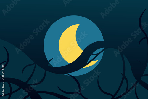 moon peeking through tangled vines