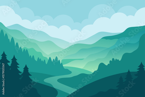 mist rolling through low valley forest