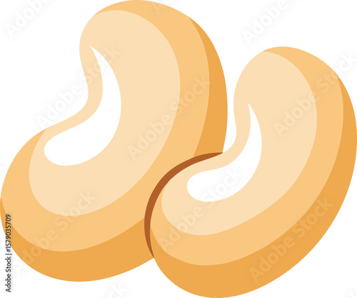 Herbal Tea Steam Aromatics Delicious Cashew Nuts, Healthy Snack, Organic Food, Vegetarian Diet, Two Cashews Illustration, Isolated on White...