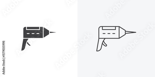 Sealants gun icon. collection of editable stroke line and solid flat styles.