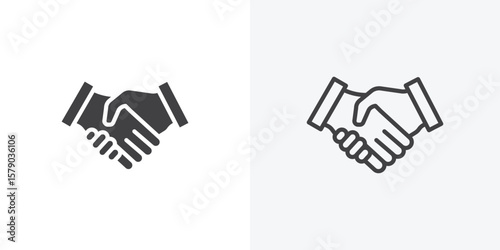 Shake hands icon. collection of editable stroke line and solid flat styles.