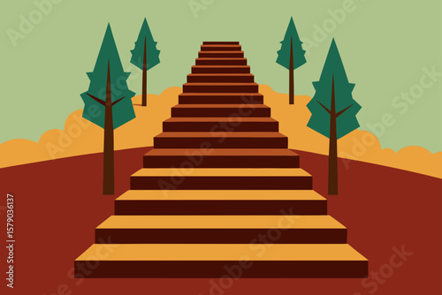worn wooden stairs up forest hill