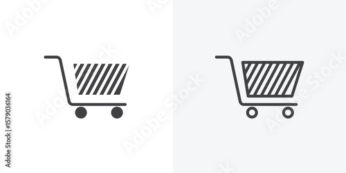 Shopping cart icon. collection of editable stroke line and solid flat styles.
