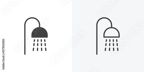 Shower Head icon. collection of editable stroke line and solid flat styles.