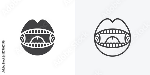 Tonsillitis icon. collection of editable stroke line and solid flat styles.