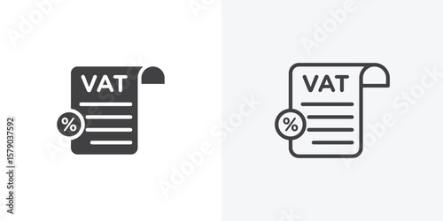 Value added tax VAT icon. collection of editable stroke line and solid flat styles.