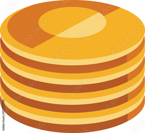 Pancake Stack Graphic Presentations Stack of Golden Coins, Financial Success, Wealth, Prosperity, Abundance, Richness Icon Illustration