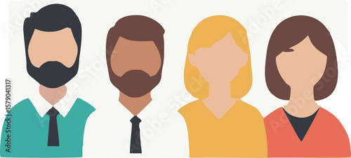 Wallpaper Mural Diverse team avatars, flat design for user profiles. professional cartoon characters representing a business team. Group of smiling people icons for collaboration. Torontodigital.ca