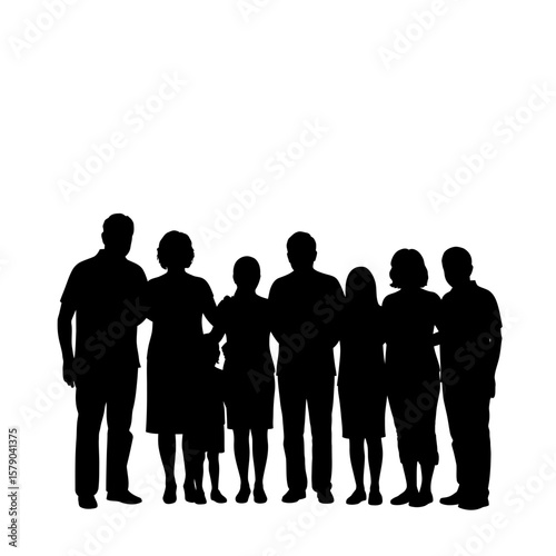 Family Silhouette: The timeless silhouette of a family stands united, a symbol of kinship and connection. This minimalist image portrays the essence of togetherness and familial bond.