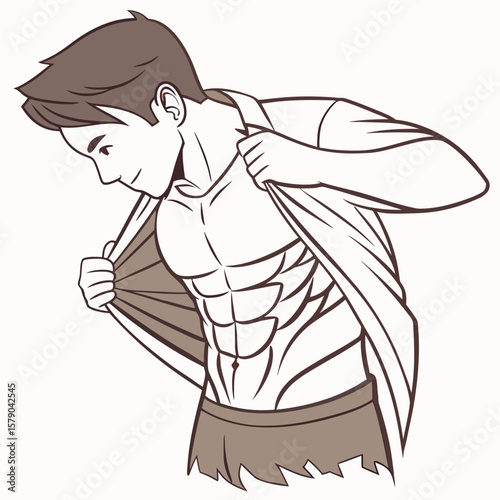 Muscular Man:  Fitness Illustration, Ripped Abs, Bodybuilding Art