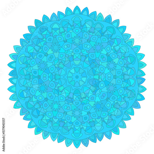 Asian colorful floral mandala. Vector ethnic circular ornament. Stylish design in vivid shades