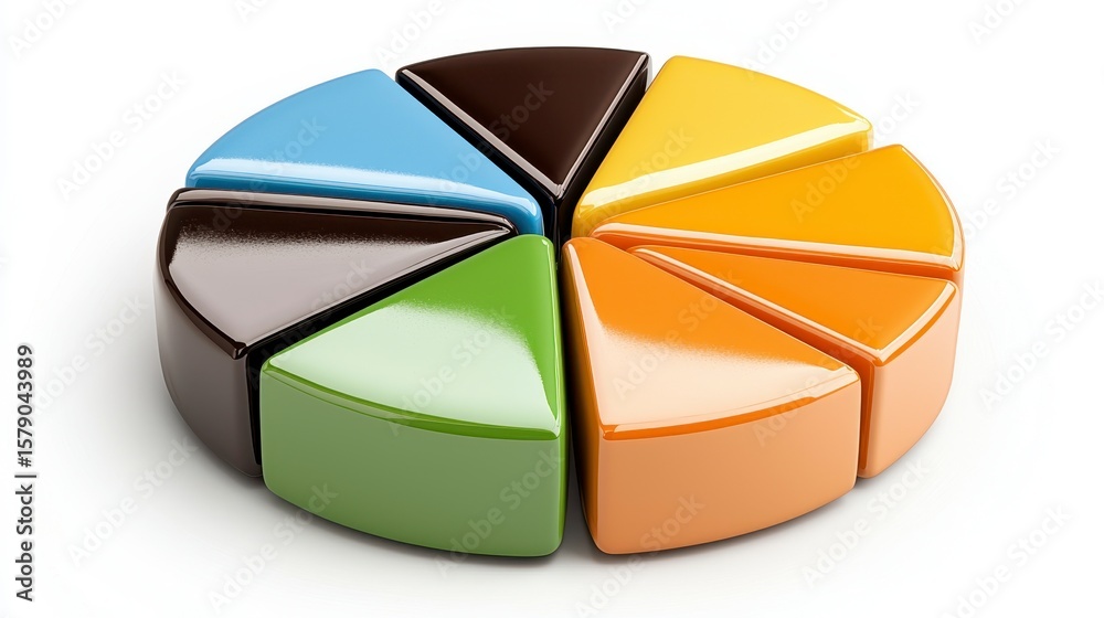 Obraz premium Colorful 3D Segmented Pie Chart Data Visualization Graphic