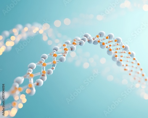 Dynamic 3D DNA Structure in Blurred Scientific Setting, Rotating with Highlighted Molecular Features and Engaging Lighting