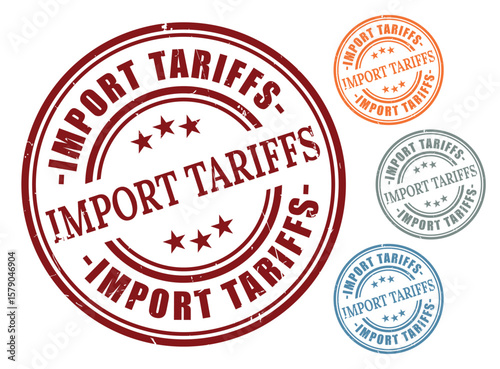 Trade Regulation Badge Pack, Import Tariffs Grunge Rubber Stamp Set  