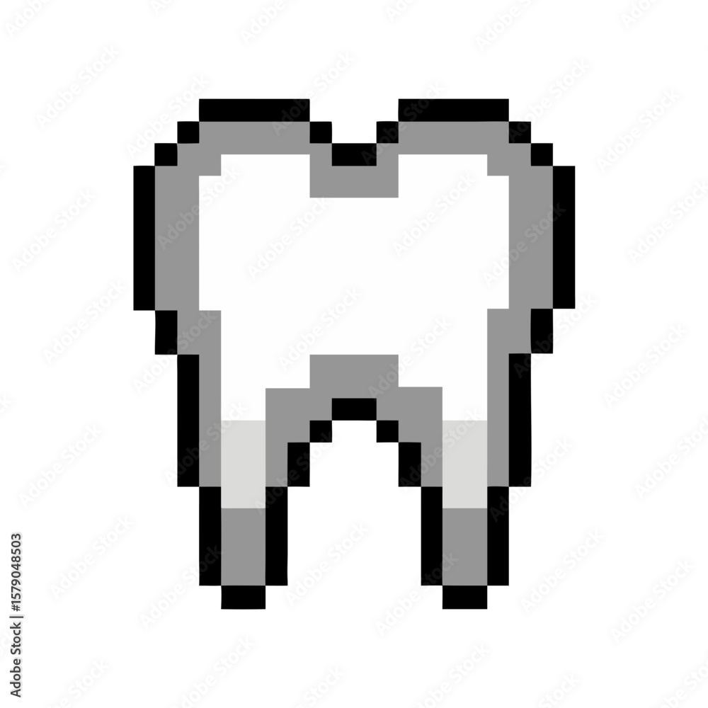 Fototapeta premium Tooth Pixel Art Icon in Retro Style