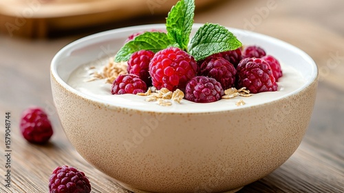 Creamy Yogurt Parfait with Raspberries and Granola