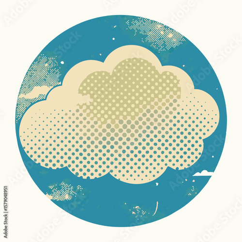 Cloudy sky with distressed texture vintage retro