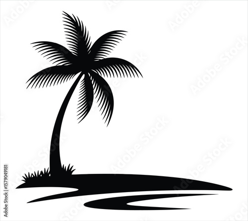 Vector Palm Tree Silhouette Isolated