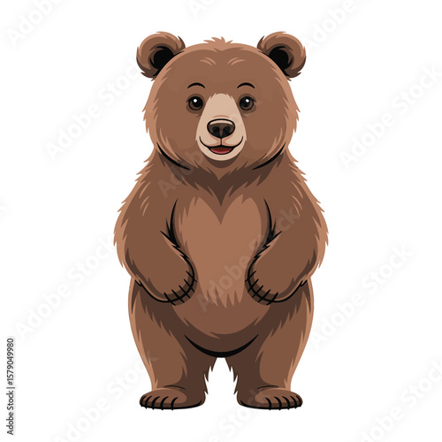 Cute baby bear standing calmly with round body and happy eyes. Vector illustration design