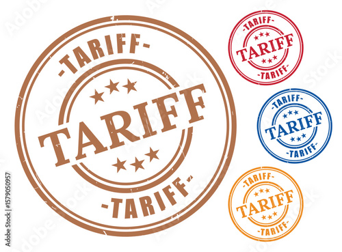 Import Tax Badge Pack, Tariff and Customs Grunge Rubber Stamp Set  