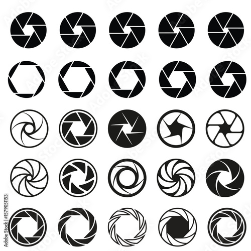Camera shutter icons set ,camera lance icon eps file 10