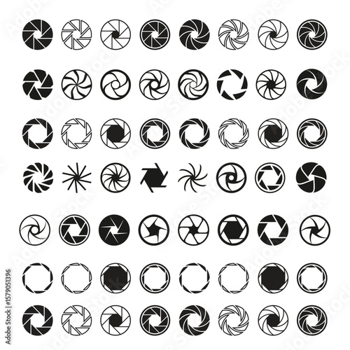 Camera shutter icons set ,camera lance icon eps file 10