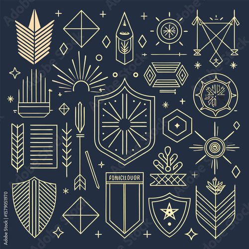 Geometric emblems and symbols collection thin line