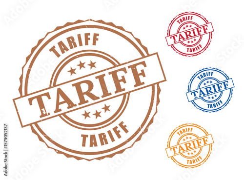 Duty Tax Approved Stamp Collection, Grunge Rubber Trade Tariff Icons  