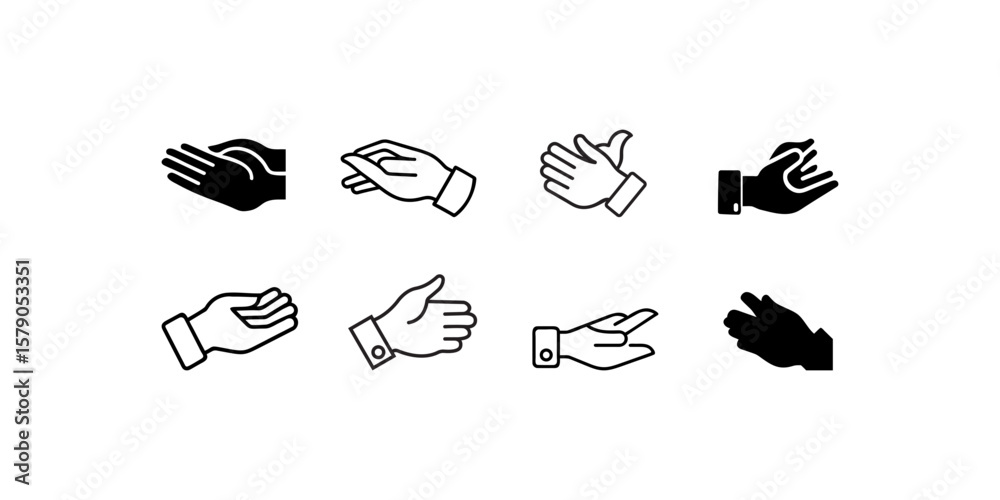 Diverse Handshake Icons for Business or Social Media A collection of black and white silhouette icons depicting various handshakes. Diverse Handshake Icons for Business or Social Media A collection of black and white silhouette icons depicting various handshakes.