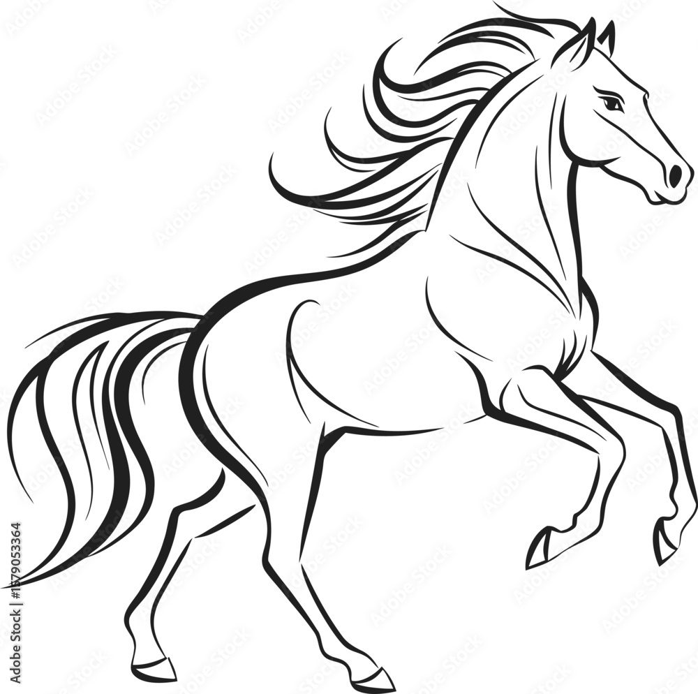 Fototapeta premium Running wild mustang horse silhouette vector illustration