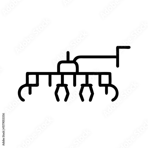 Disc harrow outline illustration with claws for agriculture  